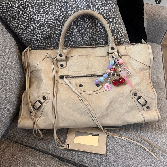 Balenciaga Cream Leather Motocross Classic Le City Work Bag - Picture 1 of 13